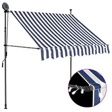 vidaXL - Tenda da sole retrattile con LED, 100 cm, colore: blu/bianco