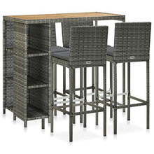 FAMIROSA Set da Bar da Giardino 5 pz con Cuscini in Polyrattan Grigio-4921