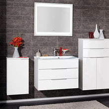 FACKELMANN Kara - Set di mobili da bagno, 3 pezzi, 80 cm, con mobiletto sottolavello, lavabo in vetro e armadietto a LED