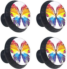 Farfalla arcobaleno grunge Pomelli per Porta Set di 4 Pomelli per Mobili Manopole per Cassetti Cucina Armadio Vetro