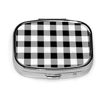 Scatola quadrata per pillole medicinali Lumberjack Buffalo Plaid bianco moda pillola organizzatore viaggio pillole dispenser per vitamine integratori