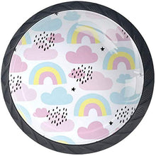 Nuvola rosa blu dell'arcobaleno del fumetto piovosa Pomelli per Porta Set di 4 Pomelli per Mobili Manopole per Cassetti Cucina Armadio Vetro