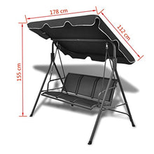 Tidyard Dondolo da Giardino, Dondolo 2 Posti Nero 178 x 112 x 155 cm