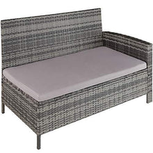TecTake 800824 Set Mobili in Polirattan, Set Divani con Tavolo, Posti e Cuscini, Casa e Cucina, Mobili da Pranzo per Esterno, Arredamento da Giardino (Grigio) - Arredi Casa