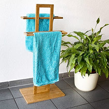 Relaxdays Portasciugamani Autoportante, Bambù, Aste 37 x 25 x 85 cm, Marrone