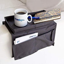 Relaxdays Vassoio Divano da Bracciolo, 6 Tasche Porta Telecomando, Poliestere, Nero, 22 x 18 x 31 cm