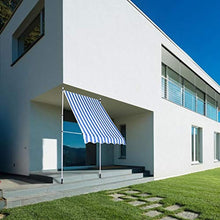 Dioche - Tenda da sole per balcone, con manovella manuale, altezza regolabile, 2,0 x 1,2 m (strisce blu e bianco)