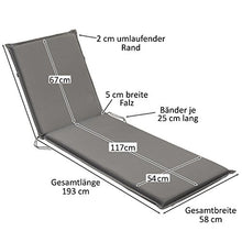 sleepling 193932 Cuscino per lettini da Giardino, 190 x 58 x 6 cm, Grigio
