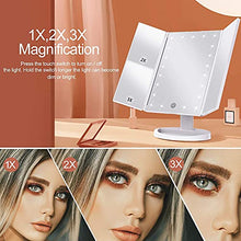 Specchio da trucco con luci, ingrandimento 1 x 2 x 3 x, specchio da trucco illuminato, specchio da trucco triplice