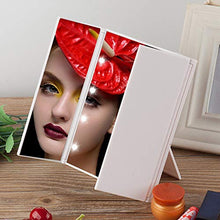 Specchio per Trucco a LED, Specchio per Trucco Pieghevole, Design Pieghevole, Specchio Quadrato ad Alta Definizione a 3 Lati, Luce Naturale a LED, Facile stoccaggio