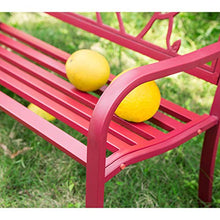 Creative LDF Panca da Giardino da 130 Cm Panchina da Esterno in Metallo per 2 Posti, Panca da Giardino in Acciaio con Braccioli, Rossa