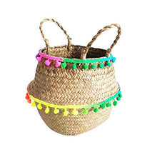 winnerruby Seagrass - Cestino in Vimini con Piccola Palla Colorata, per Biancheria, Picnic, Vaso di Fiori e Borsa da Spiaggia s