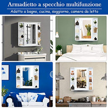 DREAMADE Armadietto da Bagno con Specchio Armadietto da Parete a 3 Ripiani Mobiletto da Muro in Legno