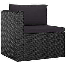SKM Set Divani da Giardino 7 pz con Cuscini in Polyrattan Nero (79.8kg)