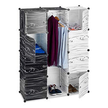 Relaxdays 10021966 Armadio Guardaroba, Bianco-Nero, Moderno, 9 Scomparti, Plastica, Divisorio, 145 x 110 x 37 cm, black/white