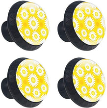 Fiori bianchi Daisy Yellow Pomelli per Porta Set di 4 Pomelli per Mobili Manopole per Cassetti Cucina Armadio Vetro