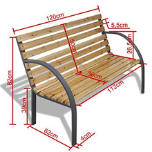 SENLUOWX Panca da giardino con telaio in ferro e doghe in legno