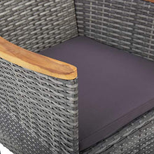 SKM Set Mobili da Pranzo da Giardino 3 pz Grigio Polyrattan Acacia (17.5kg) Grigio-8317
