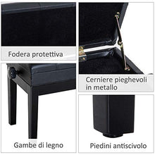 Outsunny HOMCOM Sgabello panchetta panchina Sedia per Pianoforte con vano portaoggetti Altezza Regolabile
