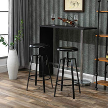 homcom Set 2 Sgabelli da Bar Rotondi Altezza Regolabile con Poggiapiedi, Senza Schienale, Stile Industriale, Nero, 40x40x 68-83cm