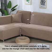 Copridivano con Penisola Destra Sinistra Separato Elasticizzato- Copridivano Angolare Chaise Longue Fodere per Divano (2 Pezzi, 3+4 posti, 190-230 cm+235-300 cm)