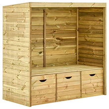 Tidyard Panchina da Giardino con Pergolato, Panchina da Esterni 3 Cassetti Legno Pino 170 cm
