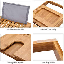 XYNB Rastrelliere da Bagno in bambù e Legno, Supporti retrattili Impermeabili e per Bicchiere di Vino e Supporto per iPad/Porta Libri Riposo per Vasca, Adatto per la Maggior Parte delle vasche da