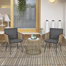 Set Tavolino e 2 Poltrone da Giardino in Acciaio e Rattan Cachi e Grigio