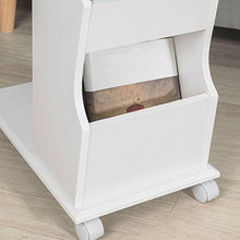 SoBuy Tavolino da Divano Moderno,con Ruote e Porta Libri,riviste,Cellulare e iPad, Bianco,FBT67-W - Arredi Casa