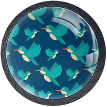 Blue Hummingbird Pattern Navy Pomelli per Porta Set di 4 Pomelli per Mobili Manopole per Cassetti Cucina Armadio Vetro