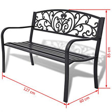 E E-NICES Panchina da Giardino 127 cm in Ghisa Nera