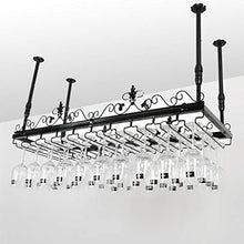 Stella Fella Portabottiglie da Vino Stile Semplice in Ferro Appeso Supporto for Bicchiere da Vino Decorazione Soffitto Bar, Ristorante, Dimensioni Cucina: 80 * 35cm Nero