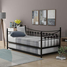 jeerbly Daybed - Letto per gli ospiti, in metallo, con letto allungabile, per camera degli ospiti, per camera dei bambini, colore nero (190 x 90 cm)