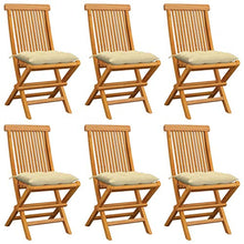 vidaXL Sedie da Giardino con Cuscini Crema 6 pz in Massello di Teak