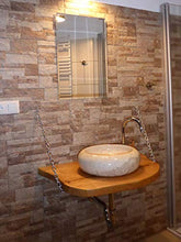 NT Tino Kittner - Lavabo rustico in legno con pietra naturale, con set di montaggio
