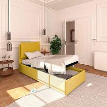 Baldiflex Letto Singolo con Contenitore Modello Licia in Tessuto, Rete a Doghe, per Materassi Singoli 80x190 cm, Testiera Finemente Imbottita, colore Melon