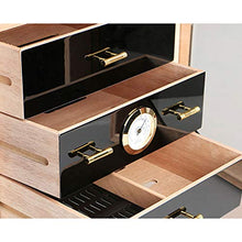 LSX Scatola di sigari Cigar Box, Cigar Humidor Legno di Cedro Cigar Box Tre Strati di Nero può Contenere 50 OYO (Size : 22x24x24cm)