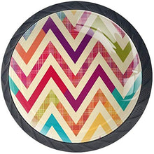 Geometrico a strisce colorate a zig-zag Pomelli per Porta Set di 4 Pomelli per Mobili Manopole per Cassetti Cucina Armadio Vetro