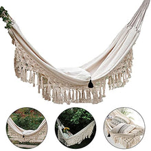 Amaca da giardino portatile da spiaggia, amaca da appendere in macramè, con frange, doppia amaca per interni, decorazione per la casa, 200 cm x 150 cm
