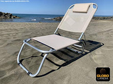 GLOBOLANDIA Spiaggina a 3 Posizioni in Alluminio e Textilene Ecru 685974 con Cuscino, 3 Cinghie Elastiche