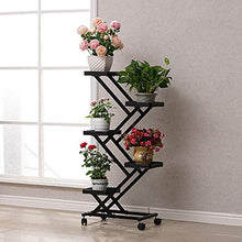 Stand Art Flower con Ruota in Ferro, 4 Piani per Piante da Interno, Stand per casa Bianca Alta (Colore : Nero)
