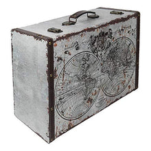 HMF VKO101 Valigia in Legno Vintage | 44 x 32 x 16 cm | Grande | Mappa del Mondo