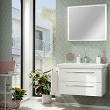 FACKELMANN - Set di mobili da bagno "Milano", 3 pezzi, sospesi con lavabo in ceramica, 80 cm e specchio da bagno a LED