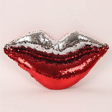 YAKEF Mermaid Cuscini a Forma di Labbra Reversibile a Due Colori Paillettes Mermaid Copertura del Cuscino a Forma di Cuore con Inserto 45,7 cm × 22,9 cm (Rosso/Argento)