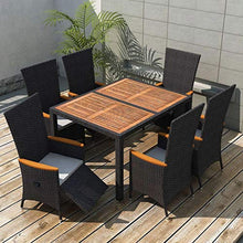 SKM Set da Pranzo da Giardino 7 pz in Polyrattan e Acacia Nero (70.5kg)