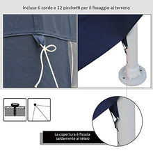 Outsunny Gazebo Esagonale Moderno e Versatile da Giardino in Tessuto e Metallo 195×245cm Blu Bianco