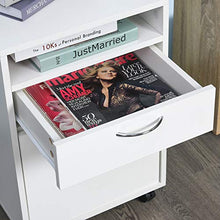homcom Cassettiera Portadocumenti da Ufficio in Legno Bianco con 2 Cassetti, 4 Ruote Ominidirezionali, 40 x 35 x 60cm