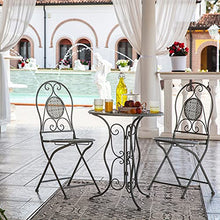 Set da giardino tavolino e 2 sedie pieghevoli in ferro grigio Grigio