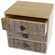 Geko - Cassettiera con 3 cassetti, effetto legno e manici in ciottoli