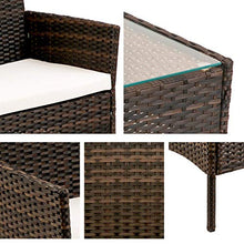 Topchances, set di mobili da giardino per 4 persone, tavolo da giardino e sedie da giardino, mobili da veranda, sedie in rattan, divano per patio, balcone, set da 4